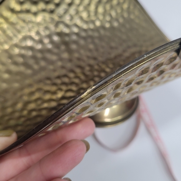 F.T.D.A. European Vintage Mini Hammered Gold Brass Decor Handle Basket Rustic - Picture 11 of 16